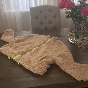 Tan & Neon Furry Jacket